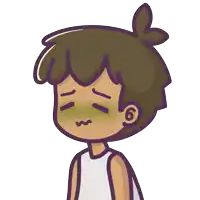 a cartoon drawing of a boy with a yellow spot on his face