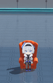 a cartoon character is sitting in a chair with her eyes closed