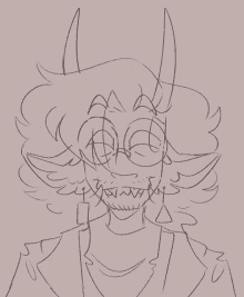 a drawing of a man with horns on his head