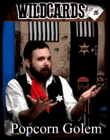 a poster for wildcards popcorn golem with a man in a sheriff outfit