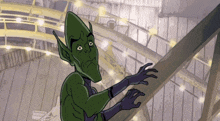 a cartoon drawing of a green monster with a sad look on his face