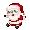 a pixel art drawing of santa claus with a beard and glasses .