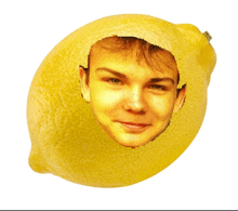 a lemon with a man 's face on it