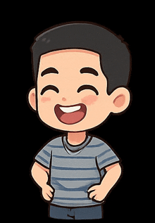 a cartoon drawing of a boy with his eyes closed and his mouth open