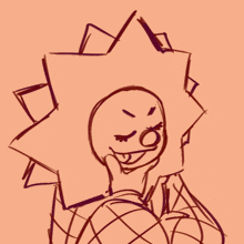 a drawing of a person with a face that looks like the sun