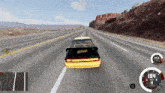 a yellow car with the word always on the back of it