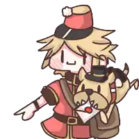 a cartoon of a man holding a dog and an envelope