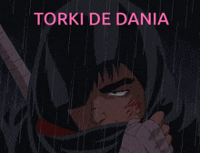a cartoon of a man in a black hood with the words torki de dania above him