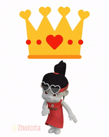 a cartoon character wearing sunglasses and a hotcita shirt is dancing in front of a crown