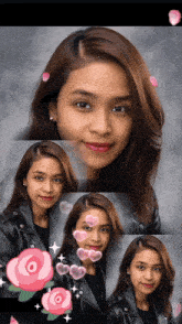 a woman with hearts and roses on her face