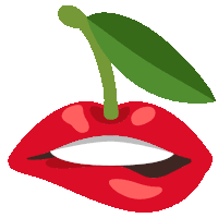 an illustration of a woman 's lips with a cherry on it