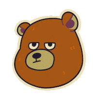 Eye Rolling Bear Sticker