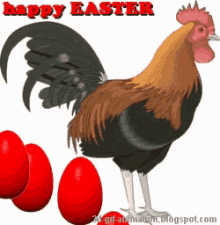 Red Eggs Rooster GIF - Red Eggs Rooster Happy Easter GIFs