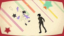 a cartoon of a man and a woman dancing