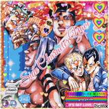 a collage of anime characters with the words side character yaoi written on it