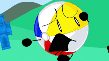 a cartoon illustration of a beach ball with a face on it