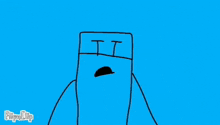 a drawing of a blue box with the letter i on it 's face