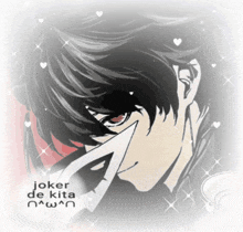 a picture of a man with a mask on his face and the words joker de kita below him