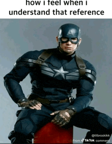 a picture of captain america with a caption that reads how i feel when i understand that reference