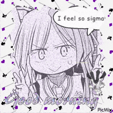 a picture of a girl with cat ears saying good morning