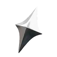 a black and white triangle on a white background that looks like a star