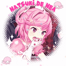 a picture of a girl with pink hair and the words natsuki de nea on the bottom