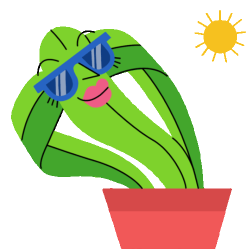 Big Leaf Plant Sunbathes Sticker - Flora Friends Summer Sun Stickers