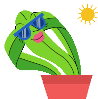 Big Leaf Plant Sunbathes Sticker - Flora Friends Summer Sun Stickers