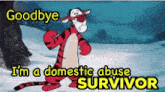 tigger from winnie the pooh says goodbye while walking in the snow