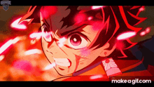 a close up of a person 's face with make a gif.com at the bottom of the screen