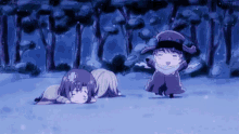 russia hetalia playing under snow cold happy