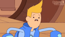 a cartoon character from bravest warriors with a blue jacket on