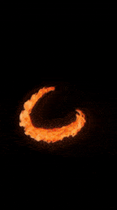 a close up of a circle of fire on a black background .