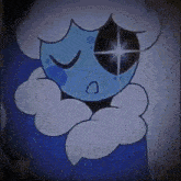 a cartoon character with a black eye and a star in his eye is sleeping .