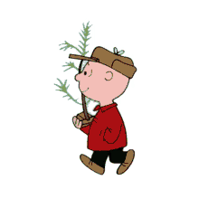 holding a tree charlie brown snoopy walking with a tree strolling whilst carrying a tree