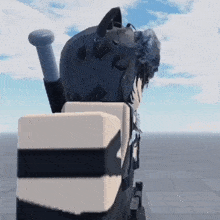 a cartoon character is holding a gun and a sword