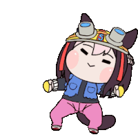 a cartoon drawing of a girl wearing a top hat and goggles
