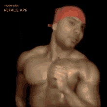 a naked man with a red hat on his head is being made with reface app