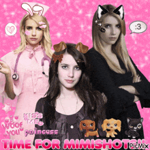 a picture of a girl with the words time for mimishot