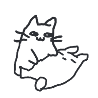 a black and white drawing of a cat with a w on its face