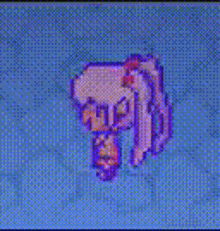 a pixel art drawing of a girl with pigtails