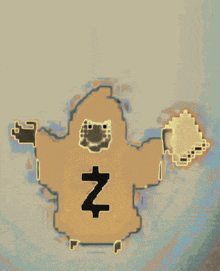 a pixel art of a person with the letter z on the back