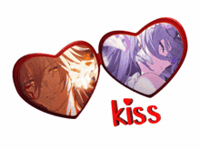 a couple of heart shaped sunglasses with the word kiss on the bottom
