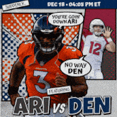 an ad for ari vs den featuring ari