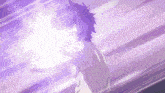 a shirtless anime character is holding a purple light in his hand