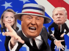a cartoon of donald trump and hillary clinton dancing