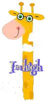 a cartoon giraffe with sunglasses and the words i 'm high below it