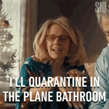 Ill Quarantine In The Plane Bathroom Kate Mckinnon GIF - Ill Quarantine In The Plane Bathroom Kate Mckinnon Saturday Night Live GIFs