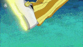 a cartoon drawing of a man 's torso with a yellow light coming out of his underwear