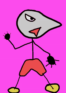 a drawing of a stick figure with a bird 's head